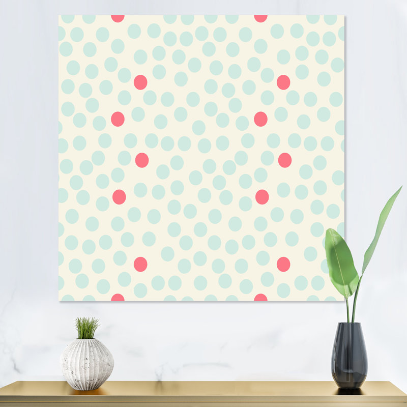 À pois avec rétro sur beige - Impression sur toile, H 16 po x l 16 po, Toile tendue
