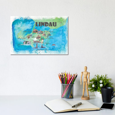 Lindau, Bavaria ,Germany Travel Poster by Markus & Martina Bleichner - Wrapped Canvas Gallery-Wrapped Canvas Giclée