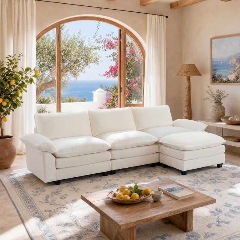 EROMMY 120.8' 'W Reversible Modern Upholstered Sectional Sofa With Ottoman