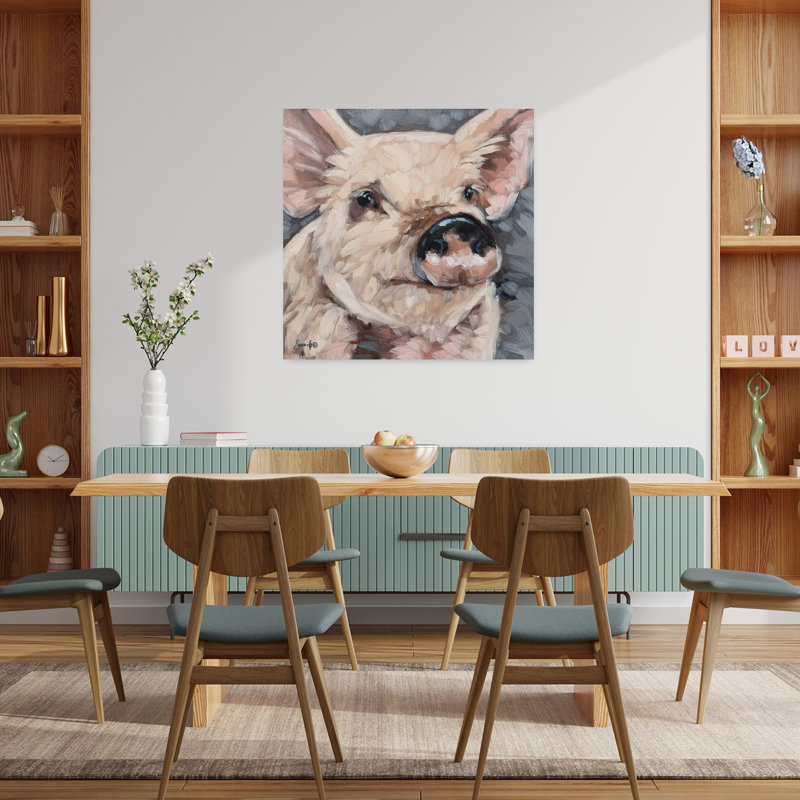 Benny le cochon, art animalier contemporain, H 36 po x l 36 po