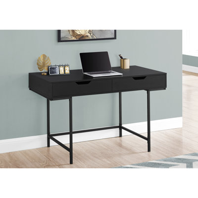 Computer Desk, Home Office, Laptop, Storage Drawers, 48"L, Work, Black Laminate, Black, Contemporary, Modern