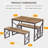 Kitchen Table With 2 Benches For 4, 43.3'' Wood Dining Room Dinette Sets With X Metal Frame For Breakfast Nook And Small Space, Brown