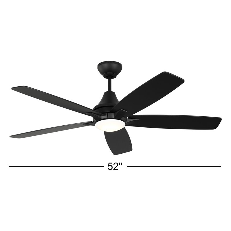 Melva 52'' Ceiling Fan with LED Lights, Midnight Black