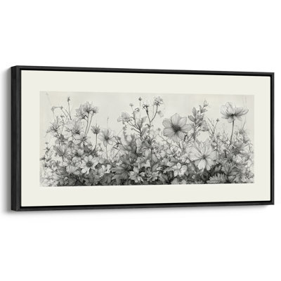 Black and White Botanical of Wildflowers for Living Room or Bedroom Print Wall Art