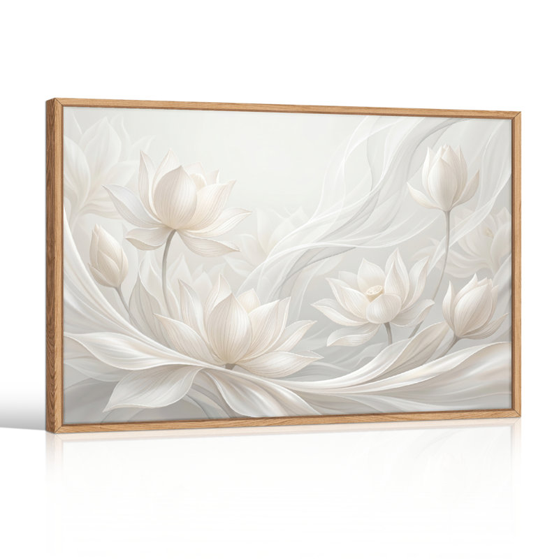 Ensemble de 1 tableau sur toile à motif floral blanc, 24"H x36"W, Natural