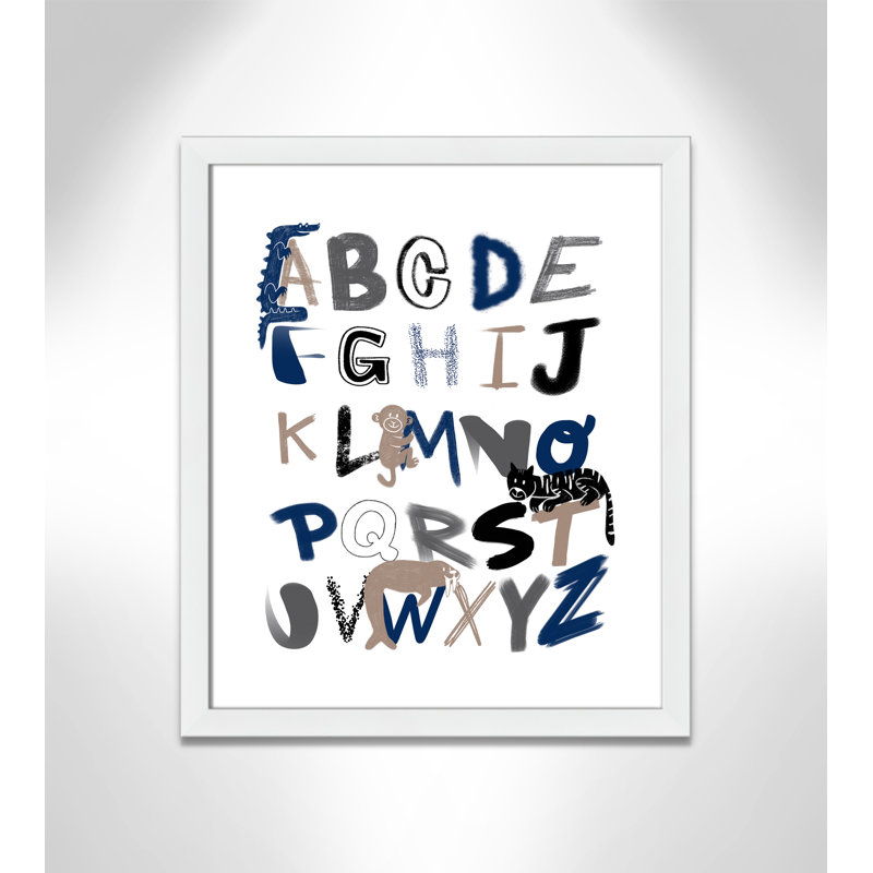 Critter Alphabet 1, impression sur papier, H 24,5 po x l 20,5 po x P 0,6 po, Encadré plat blanc