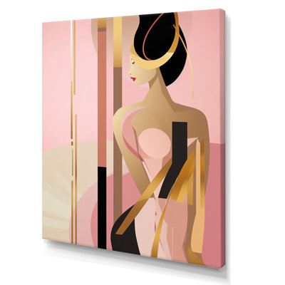 «Sensual Elegance Art Nouveau Woman Portrait», art mural moderne sur toile géométrique