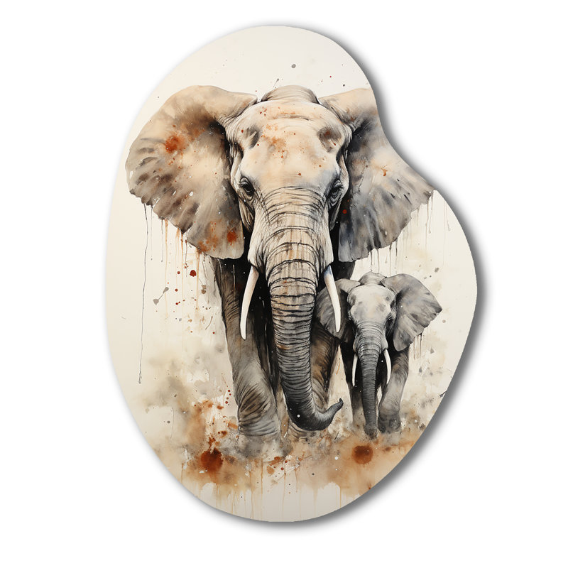 Tendra - Éléphant asymétrique, décoration murale, reproduction de sculpture murale en métal de forme unique