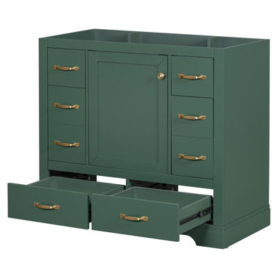 Bathroom Vanity without Sink, Cabinet Base Only, Six Drawers, Multi-Functional Drawer Divider, Adjustable Shelf