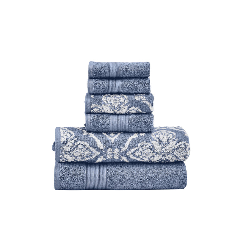 Modern Threads Amaris 6-Piece Reversible Yarn Dyed Jacquard Towel Set - Bath Towels, Hand Towels, & Washcloths - Super Absorbent & Quick Dry
