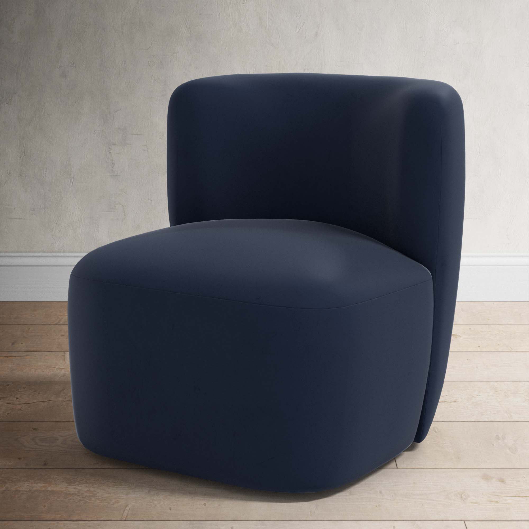 Mariza Upholstered Swivel Accent Chair, Classic Ink Performance Velvet