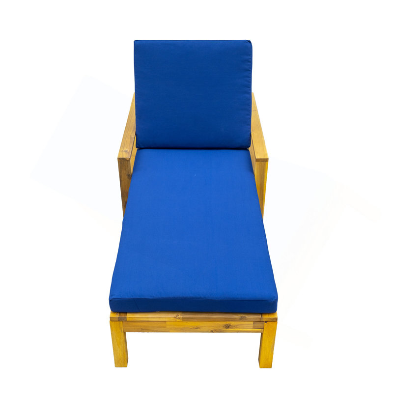 Méridienne d'extérieur à dossier réglable en bois d'acacia, convenant aux jardins, terrasses et bord de piscine, Bleu