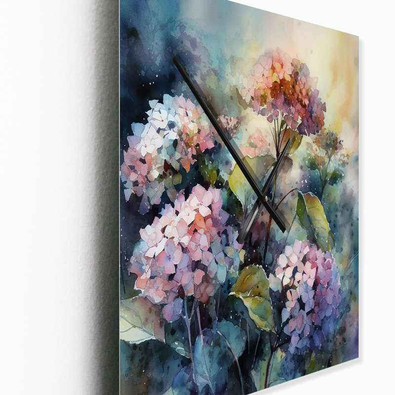 Jaremiah - Horloges murales à hortensia floral, H 32 po x l 16 po x P 1 po