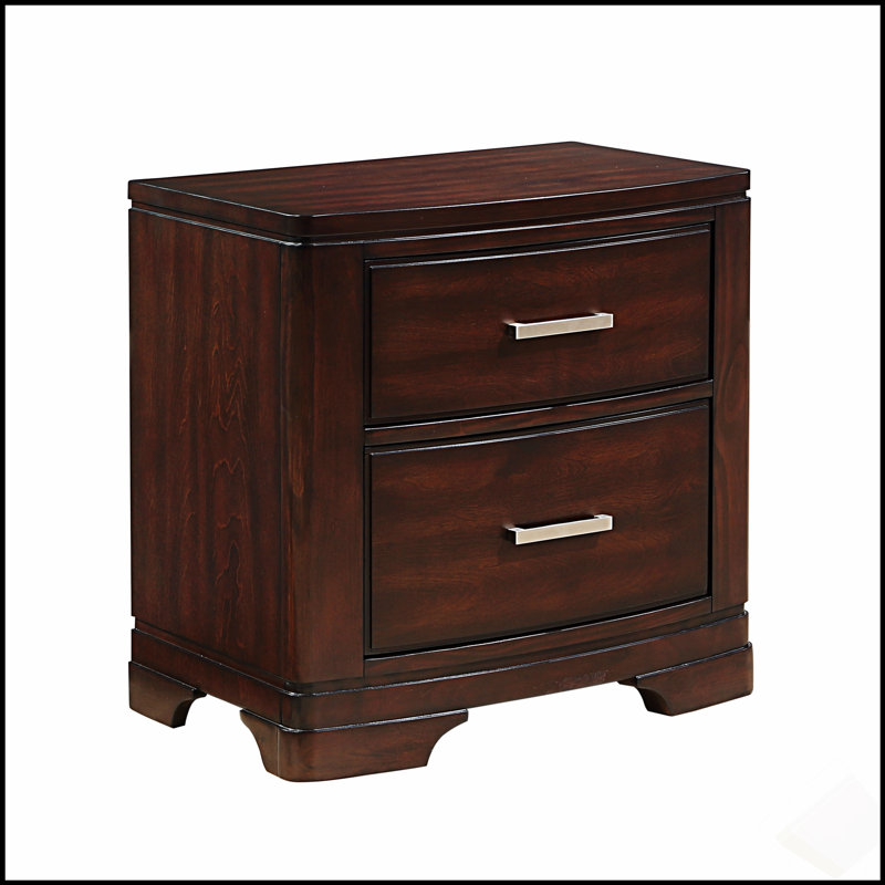 Table de chevet élégante avec deux tiroirs de rangement, style transitionnel pour les chambres modernes, peu encombrante et élégante