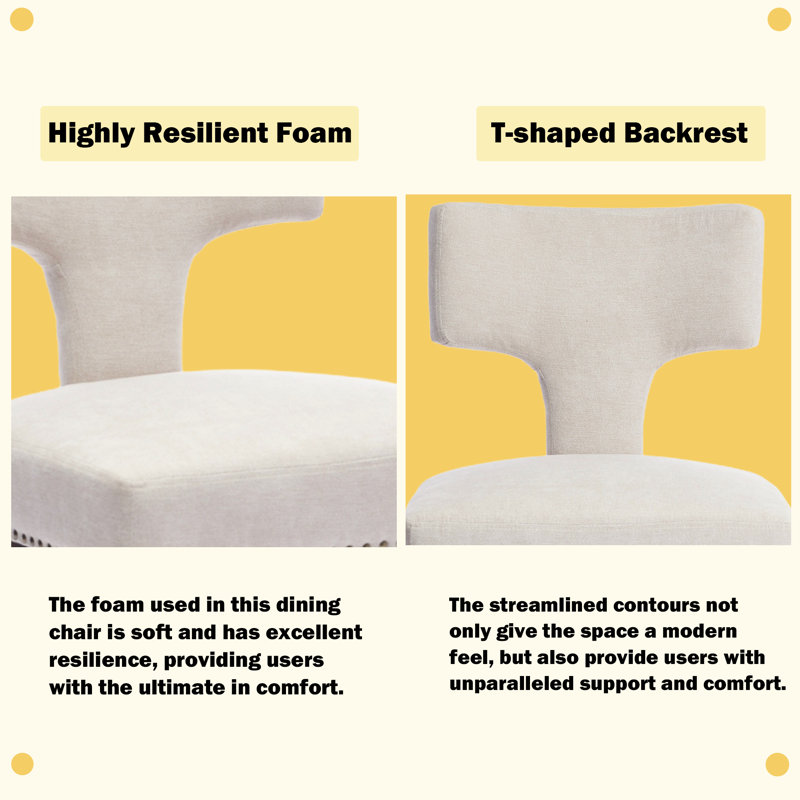 Ensemble de 4 chaises de salle à manger rembourrées T-Back, Beige