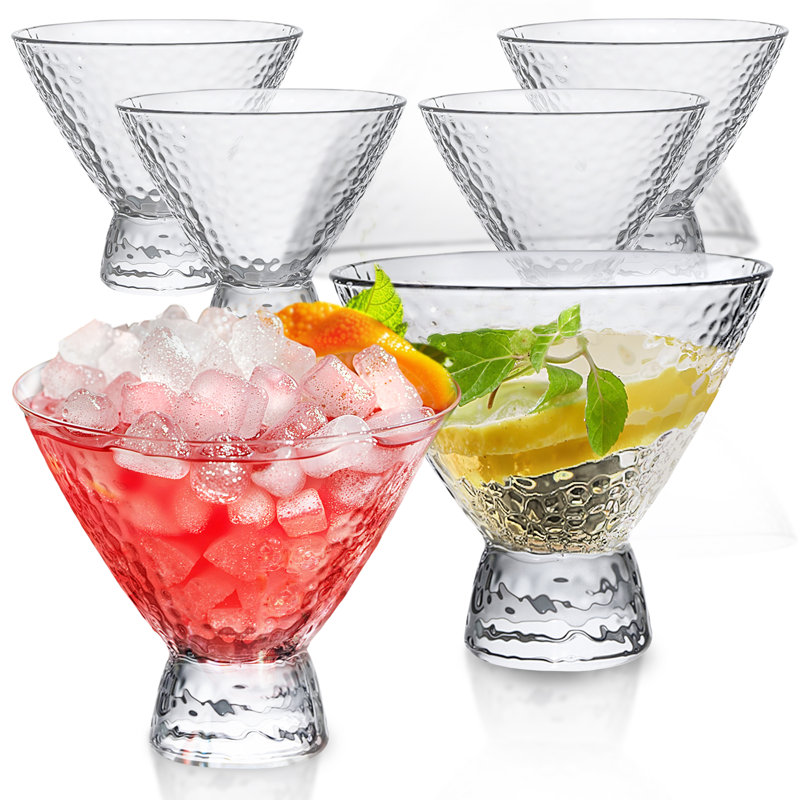 Clear Hammered Cocktail Martini Glasses 8.5oz
