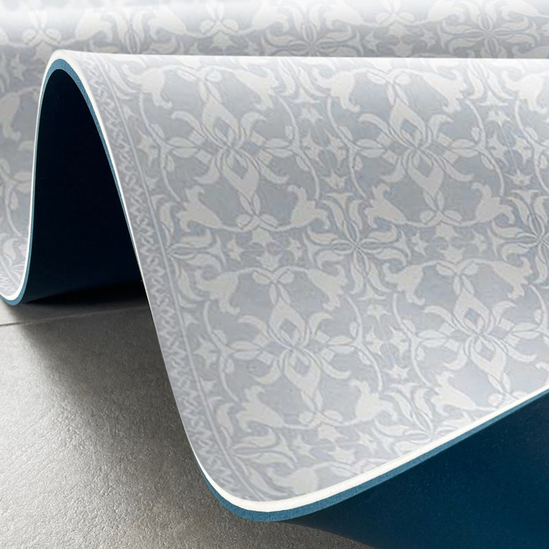 Madonna Blue Cushioned Kitchen Mat, Rectangle  2.6' x 6.5'