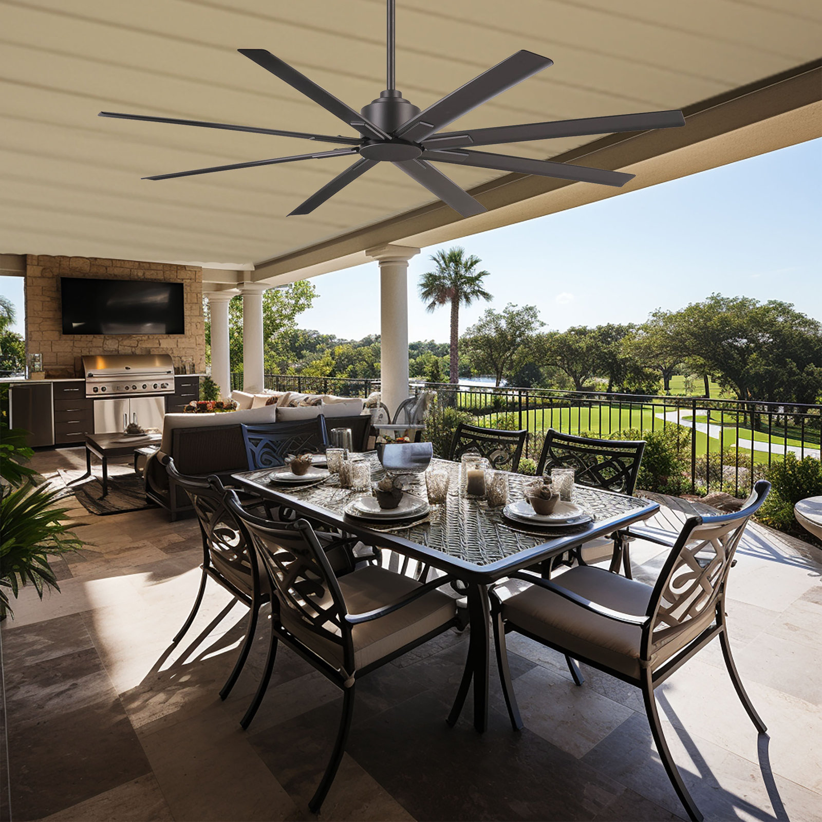 Xtreme Outdoor Smart Ceiling Fan, Smoked Iron, 65" Wide