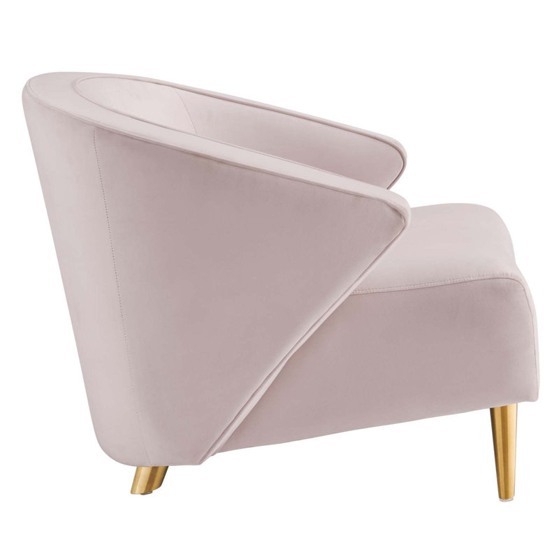 Pink Velvet Mid-Century Modern Accent Chair with Gold Legs