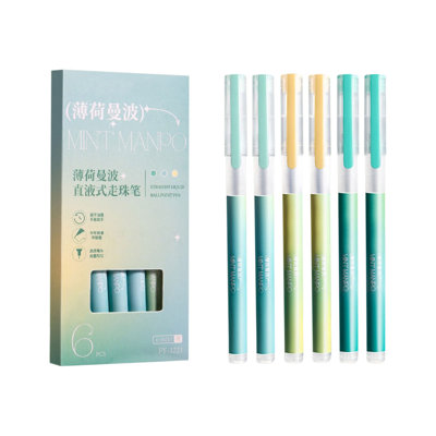 Straight Liquid Ballpoint Pen Black Pen High  Value And Large Capacity Student Specific Pen Black Drying Pen