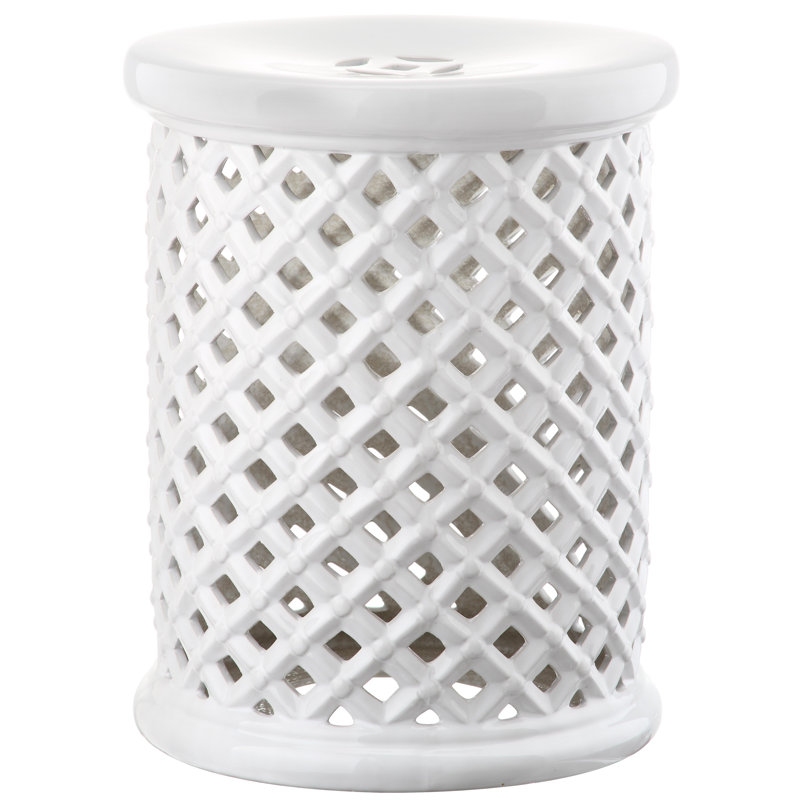 Antigonos Ceramic Accent Stool, White