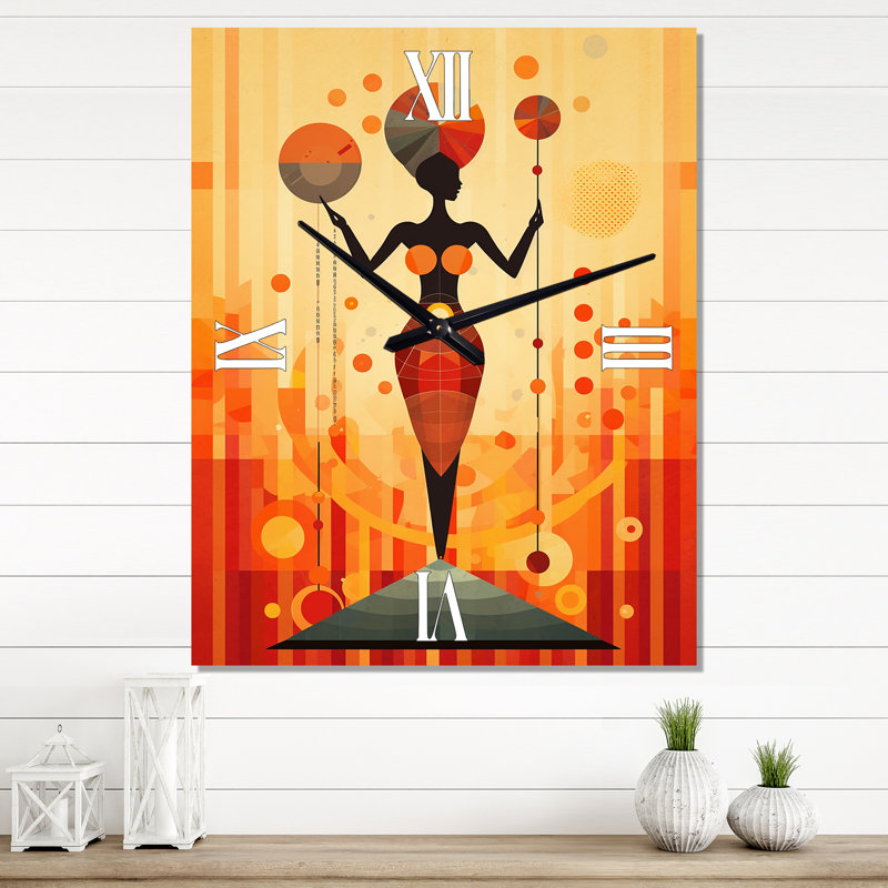 Horloge murale afro-américaine Tribal Goddess Rhythms, Très grand