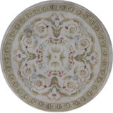 Hand-Knotted High-Quality Taupe Round Area Rug