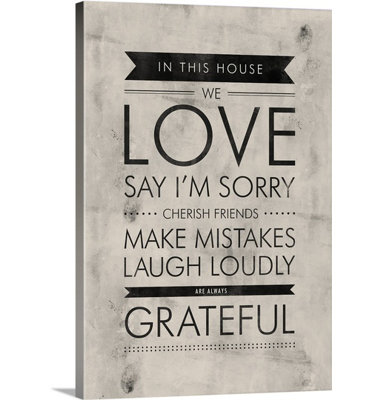 «In This House Family Rules» par Kate Lillyson, art textuel sur toile