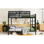 Grand lit superposé en métal noir avec tablette de rangement, pour adultes, structure stable, surface enduite, capacité maximale de 600 lb