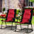 Patio Furniture 2 Piece - Red Folding Rocking Chairs For Outdoor Spaces Porch, Camping, Balcony Breathable Cloth, Stable Base Ones. For Balcony. Ergonomic , Comfortable Cushion, Fabric, 265 Lbs Max