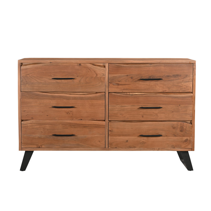 Keerat 6-drawer Live Edge Solid Wood Dresser