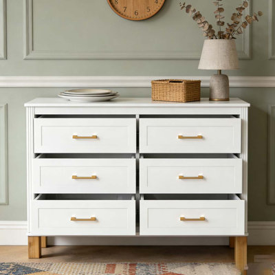 Modern Storage Cabinet with Metal Handles & Solid Wood Legs