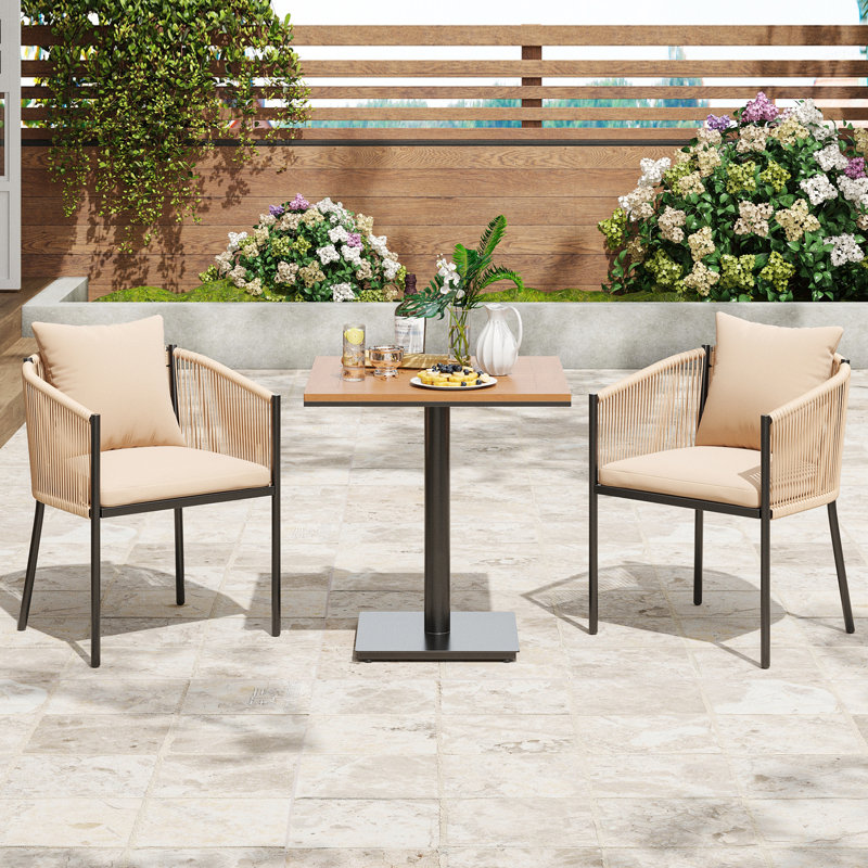 Chaises de patio confortables en rotin, structure en métal, ensemble de jardin