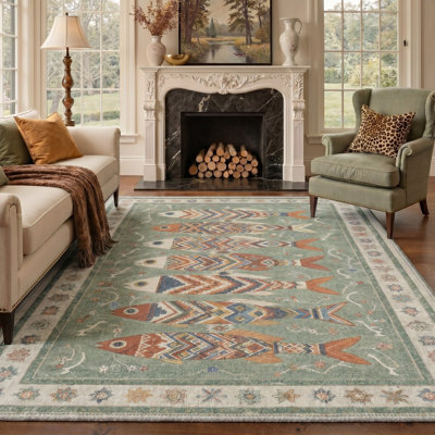 Tapis vert lavable avec envers antidérapant Arnella