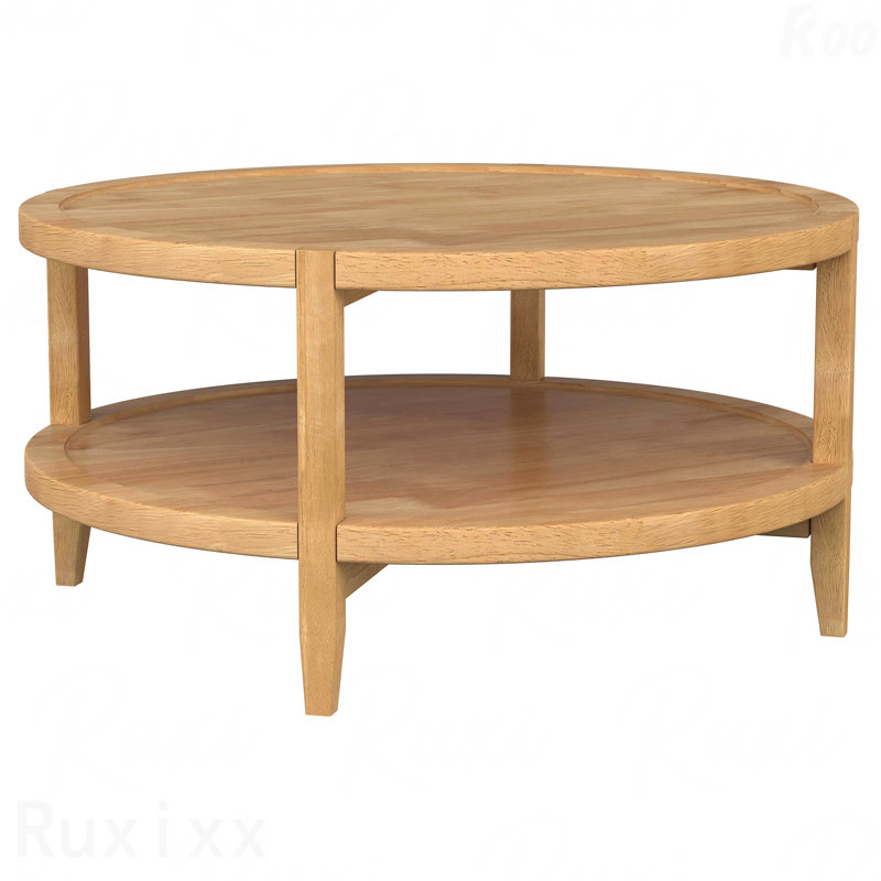 Maple Brown Round Solid Wood Coffee Table