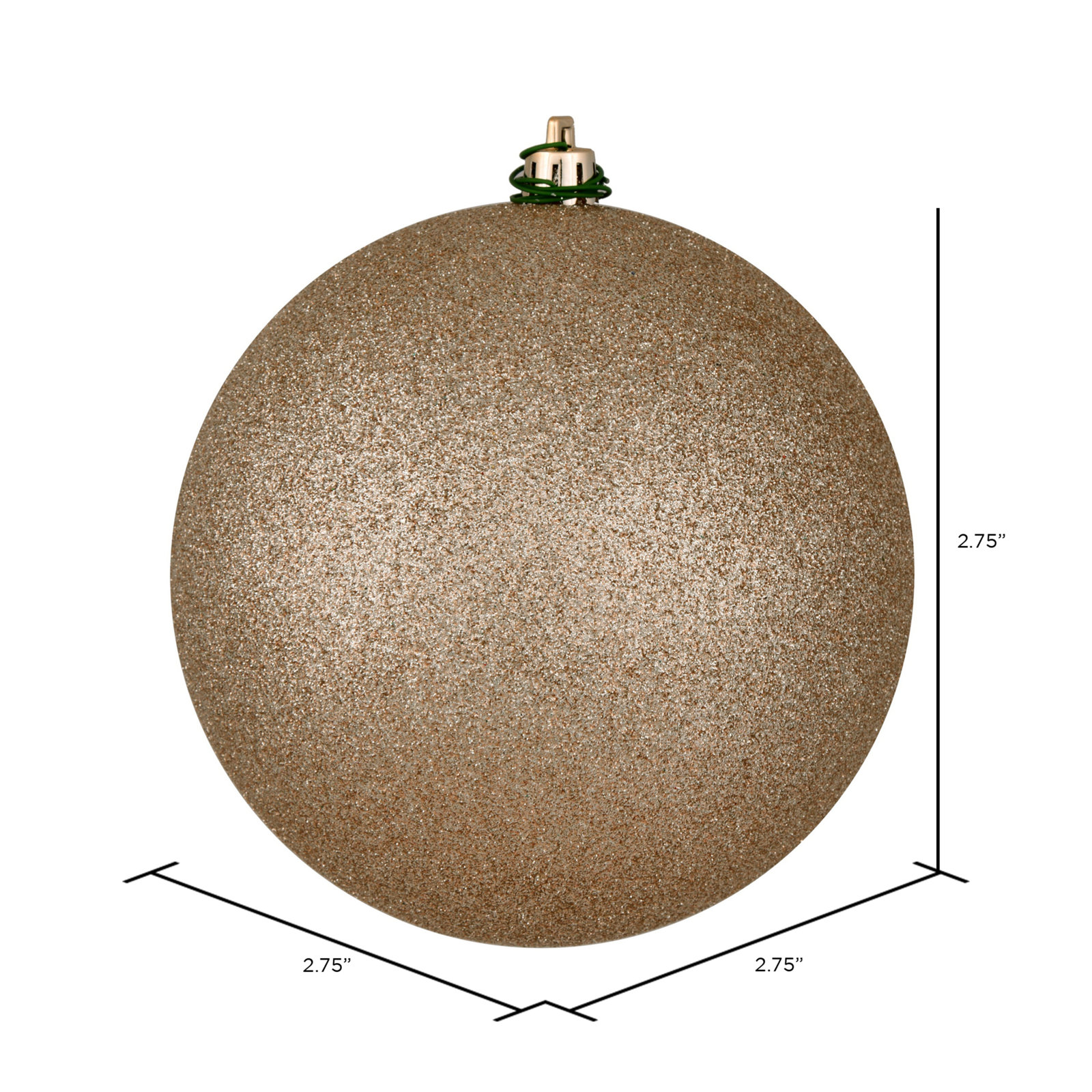 Holiday Décor Ball Ornament, 2.75" H x 2.75" W x 2.75" D, Oat Glitter