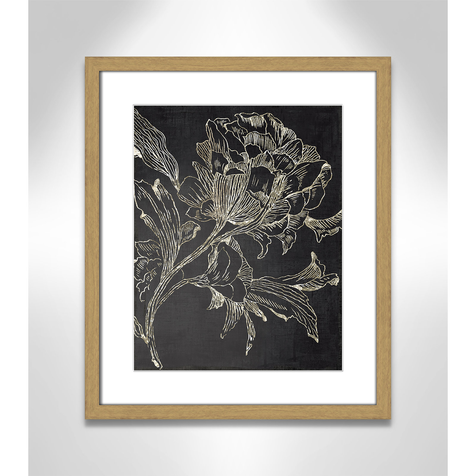 Golden Flower Folklore I by Asia Jensen - Picture Frame Graphic Art Print, Brown Framed, 19" H x 16" W
