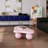 40 Inch Cloud Shaped Coffee Table, Low Coffee Table with 3 Ball Legs for Living Room, Pink-224277868