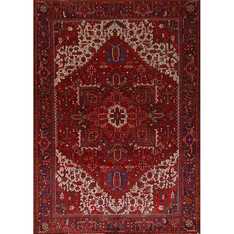 Tapis rouge géométrique 10 x 13 po