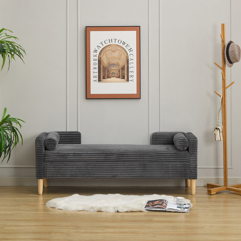Banc de rangement rembourré 65,35 po, Gris anthracite