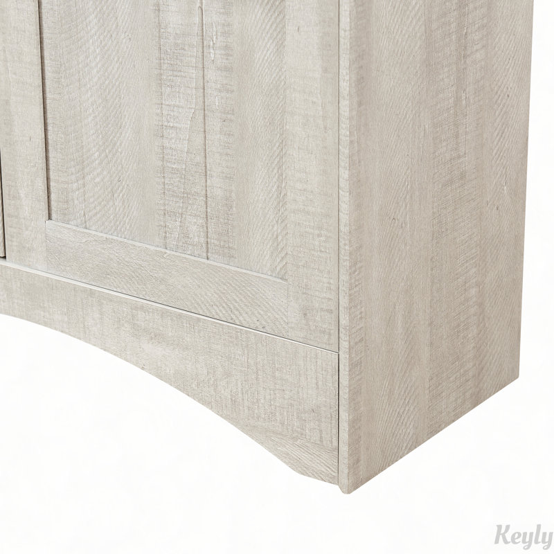 Armoire de rangement cintrée avec tablettes ajustables, Light Grey,Light Oak