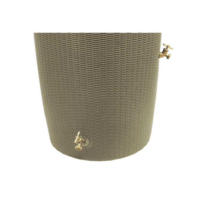 Desert Sand Wicker 50-Gallon Flat Top Rain Barrel