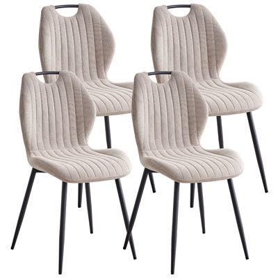 Ensemble de 4 chaises de salle à manger, chaises d'appoint modernes rembourrées en tissu