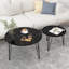 Ensemble de 2 tables basses gigognes rondes de 27,56 po, plateau en marbre et base en métal robuste pour le salon et la chambre à coucher-500714939