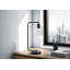 Lampe de table industrielle moderne avec port USB, abat-jour en verre transparent et interrupteur tactile