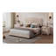 Lit plateforme tapissier grand avec motif de rivets, lit plateforme moderne en velours avec tête de lit capitonnée, beige-1883005057-1883005070