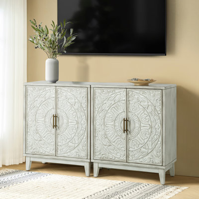 Hayter 30''W Distressed Finish Hidden Drawer Accent Cabinet (Set of 2)
