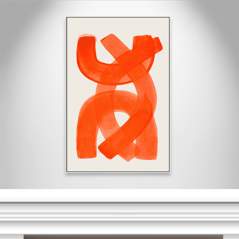 «Orange Strokes Print» par Haniff, Toile avec cadre, 41.5'' W x 61.5'' H, Flotteur blanc