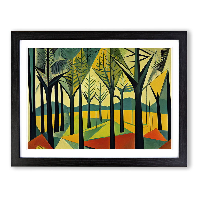 Spring Abstract Forest - Framed Print, 25cm H x 34cm W x 2cm D, Black