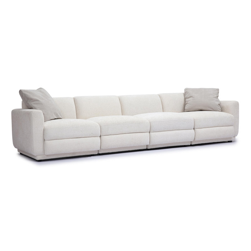 Frome Cream Chenille Modular Long Sofa, 31.9" H x 123.6" W x 35.3" D, 4